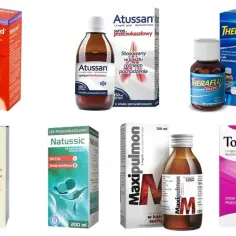 Leki na kaszel dla dzieci: Sinecod, Atussan, Theraflu, Supremin, Natussic, Maxipulmon, Toselix.